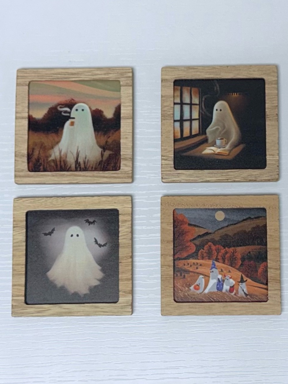New magnets! Target Bullseye Playground Full Set of 4 Ghost Art Wooden Magnets